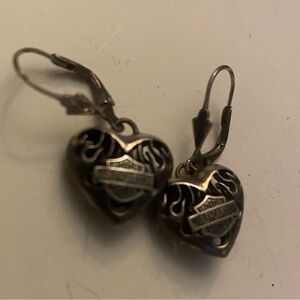 Harley Davidson Flaming Heart Earrings
